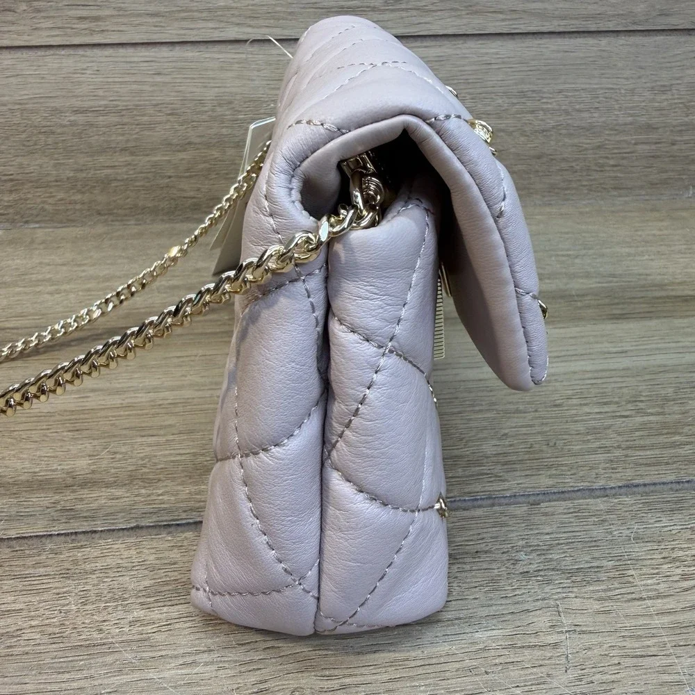 Ted Baker Ginn Quilted Leather Mini Crossbody Bag Rose Stud Soft Pink Chain